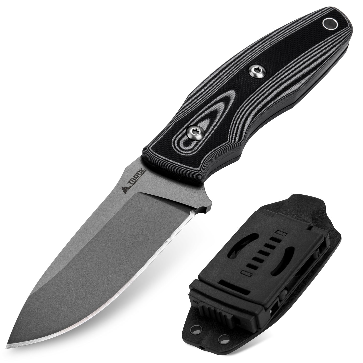 Fixed Blade Knife with Sheath, 3.62” Drop Point D2 Blade Titanium Plating G10 Handle for Camping