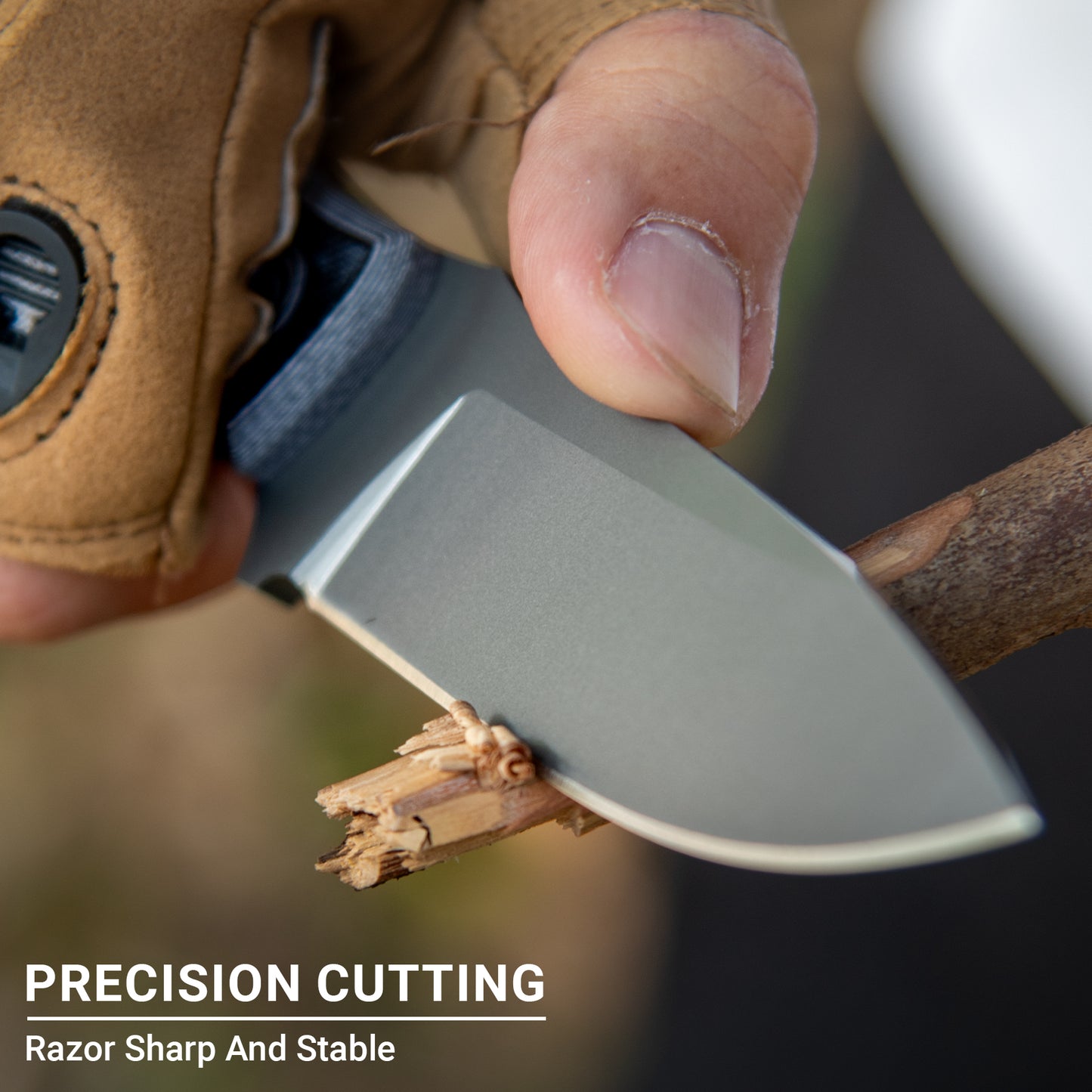 Fixed Blade Knife with Sheath, 3.62” Drop Point D2 Blade Titanium Plating G10 Handle for Camping