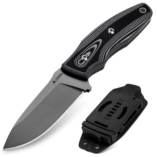Fixed Blade Knife with Sheath, 3.62” Drop Point D2 Blade Titanium Plating G10 Handle for Camping