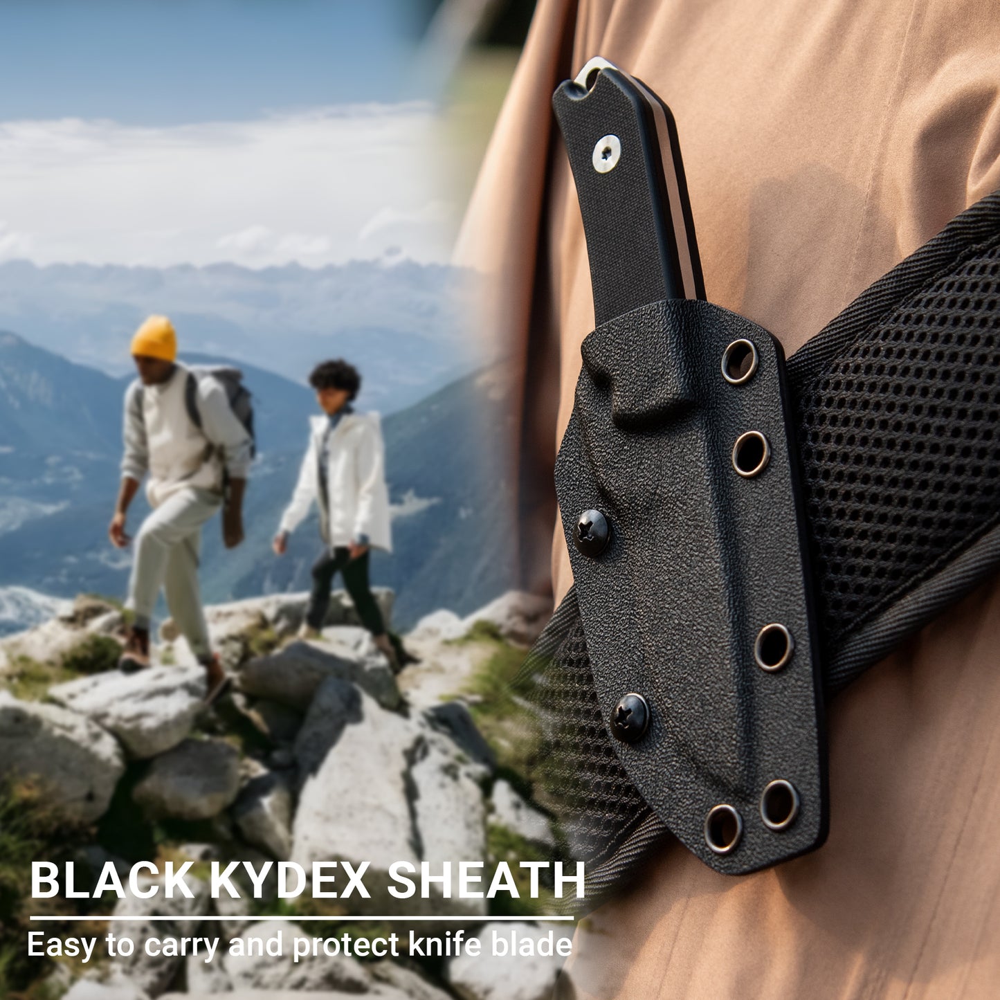 TROCK Small Fixed Blade Knife, 2.36” Drop Point D2 Blade G10 0 Handle with Sheath and Clip Outdoor Daily Use EDC